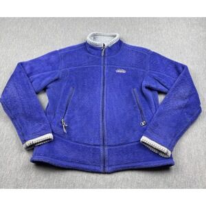 Vintage Patagonia Jacket Women Medium Blue R4 Fleece Mock Neck‎ Coat Made In USA